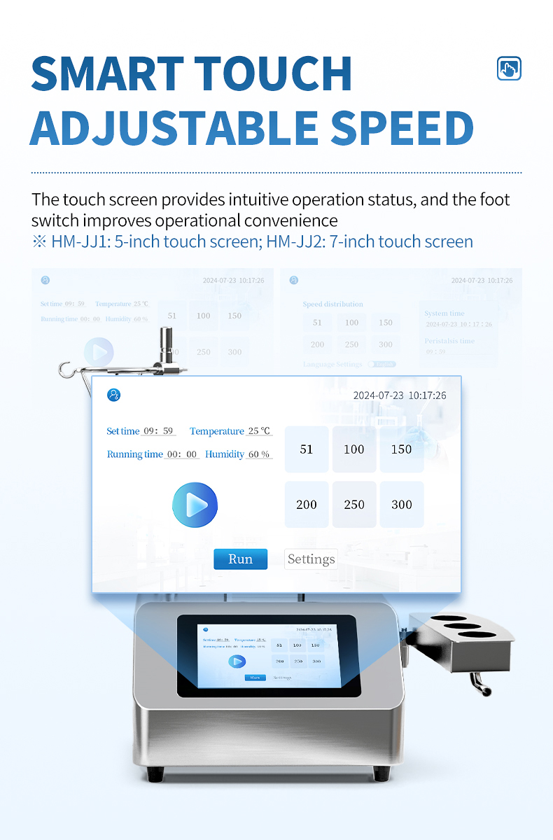 Touchscreen speed control interface for reproducible filtration procedures