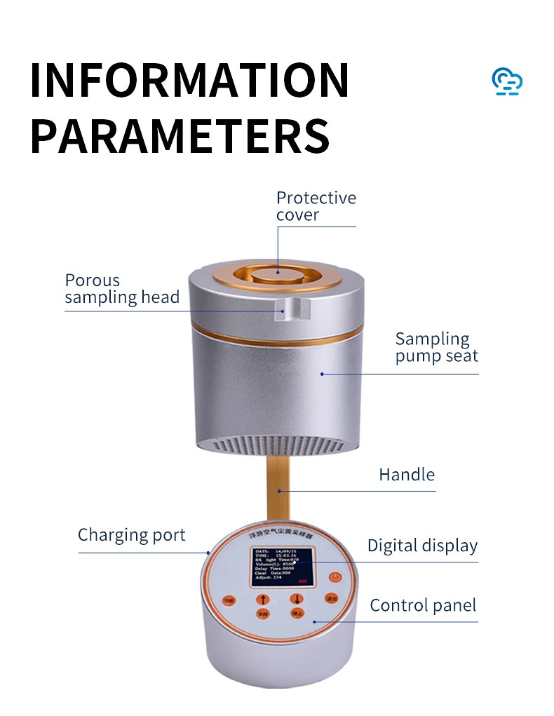 Airborne bacteria sampler components and controls