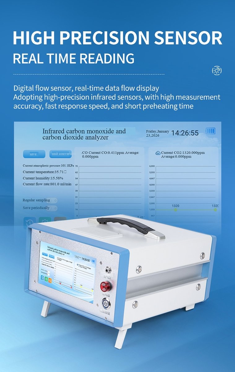Infrared gas analyzer digital sampling-flow display