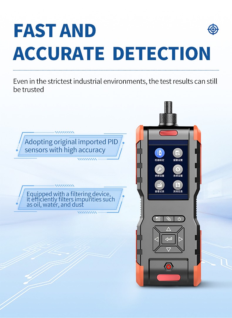 PID VOC detector sensing and inlet filtration illustration